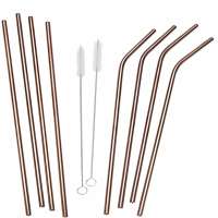 Wholesale Multicolor Stainless Steel 304 Rose Gold Silver Metal Straw Brush With Bag